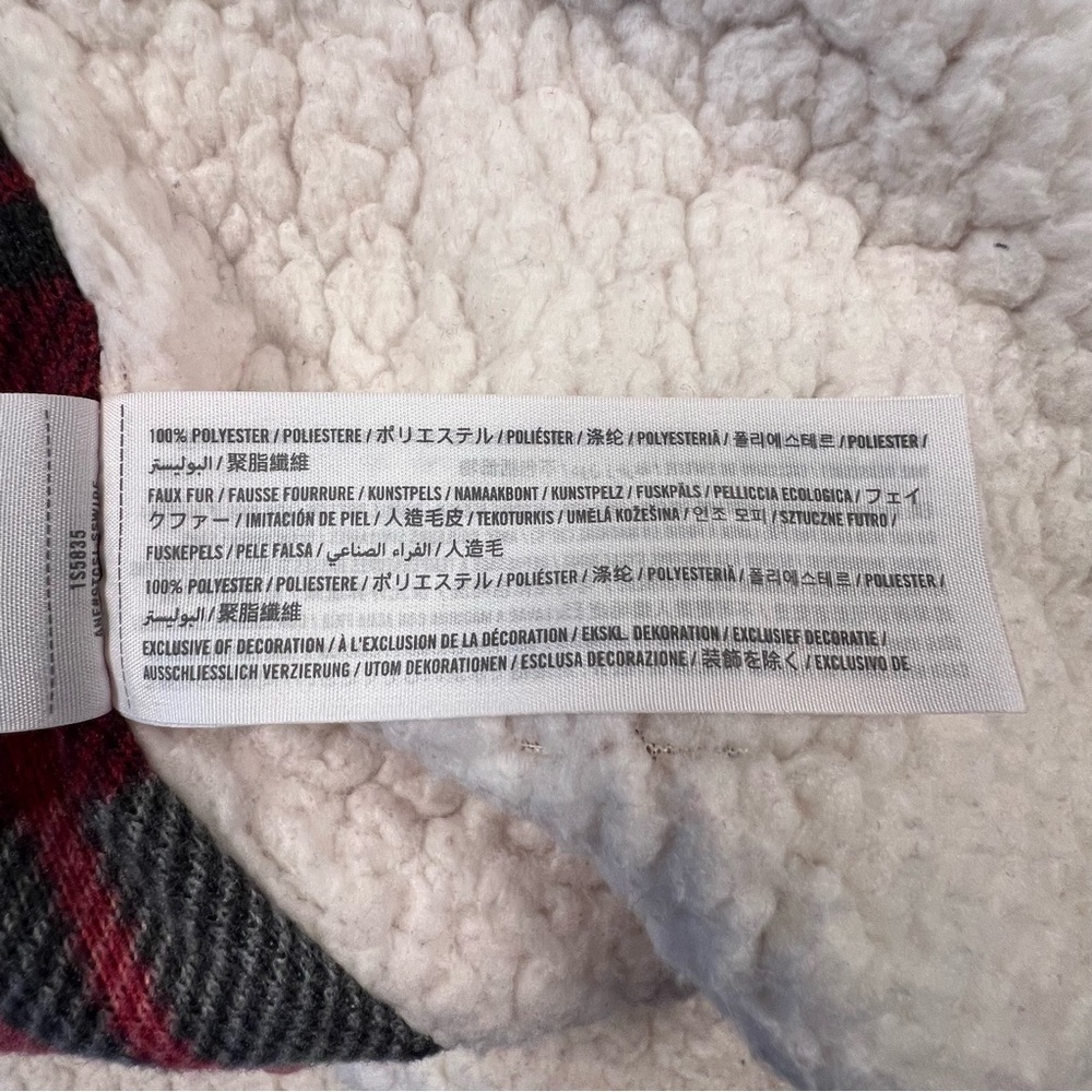 Abercrombie Red Plaid Open Front Cardigan Jacket Sherpa Lined Long Comfy Women S - Picture 11 of 12